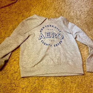 grey and blue AREO hoodie